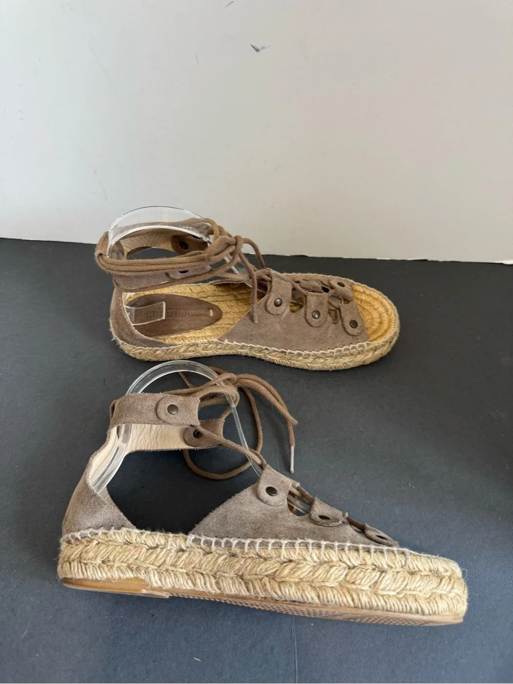 Soludos Ghillie Suede Platform Espadrille Leather Sandals size 6